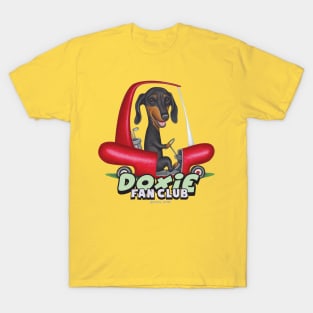 Cute Doxie Dog driving hotdog golf cart on Black Dachshund Driving Golf Cart T-Shirt